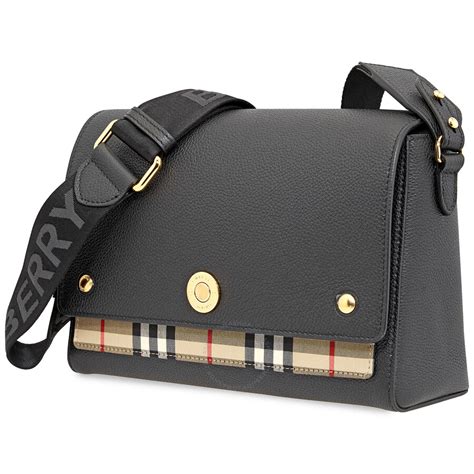 burberry mini leather and vintage check crossbody bag black|Burberry Check e canvas bag.